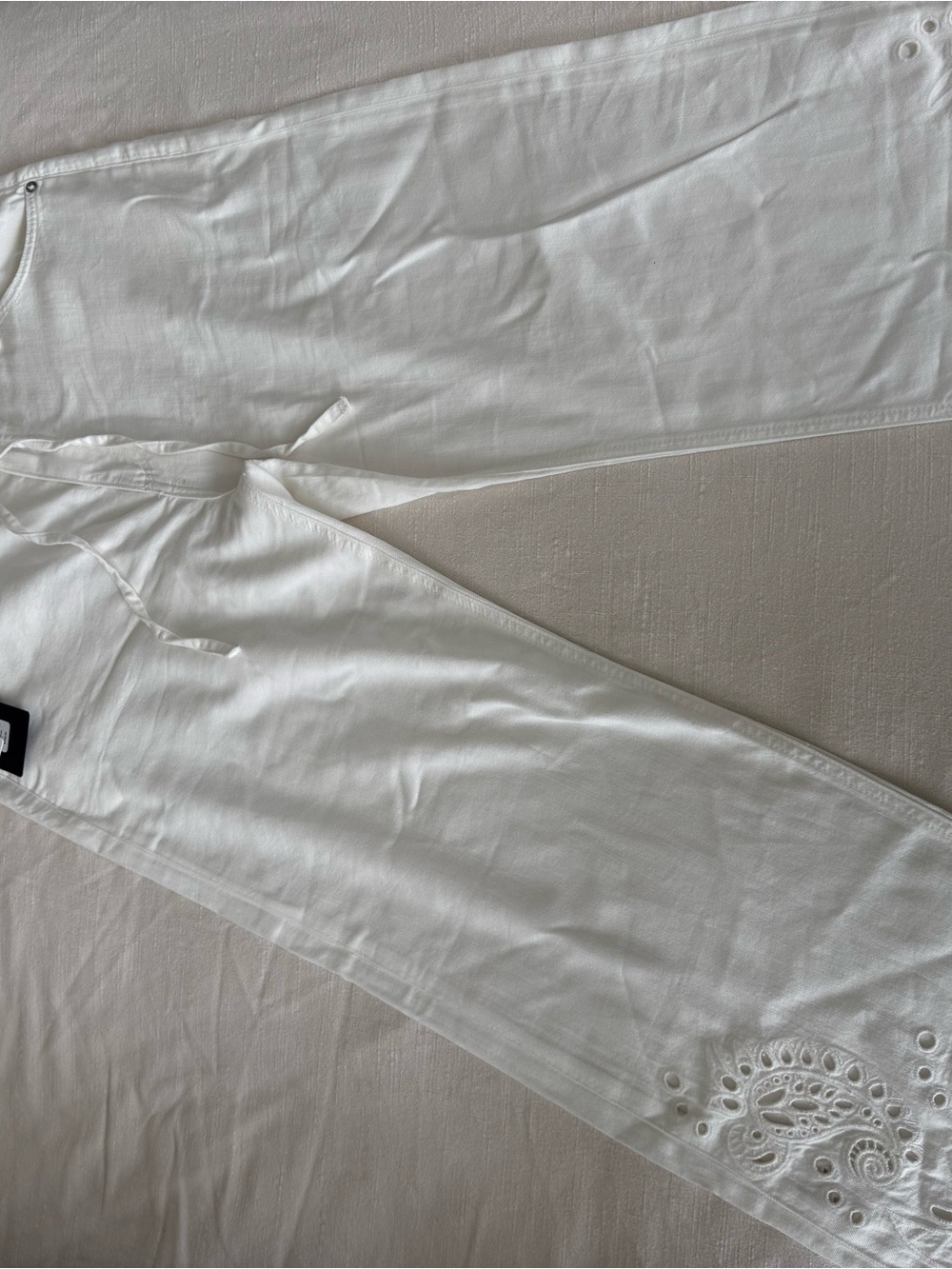 rag & bone White Wide-Leg Embroidered Hem Pants NEVER WORN